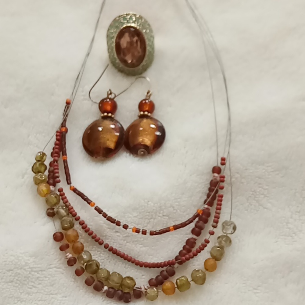 Earrings Necklace Ring Bundle